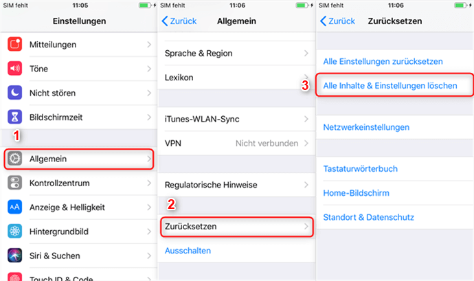 iphone auf werkseinstellungen zurücksetzen